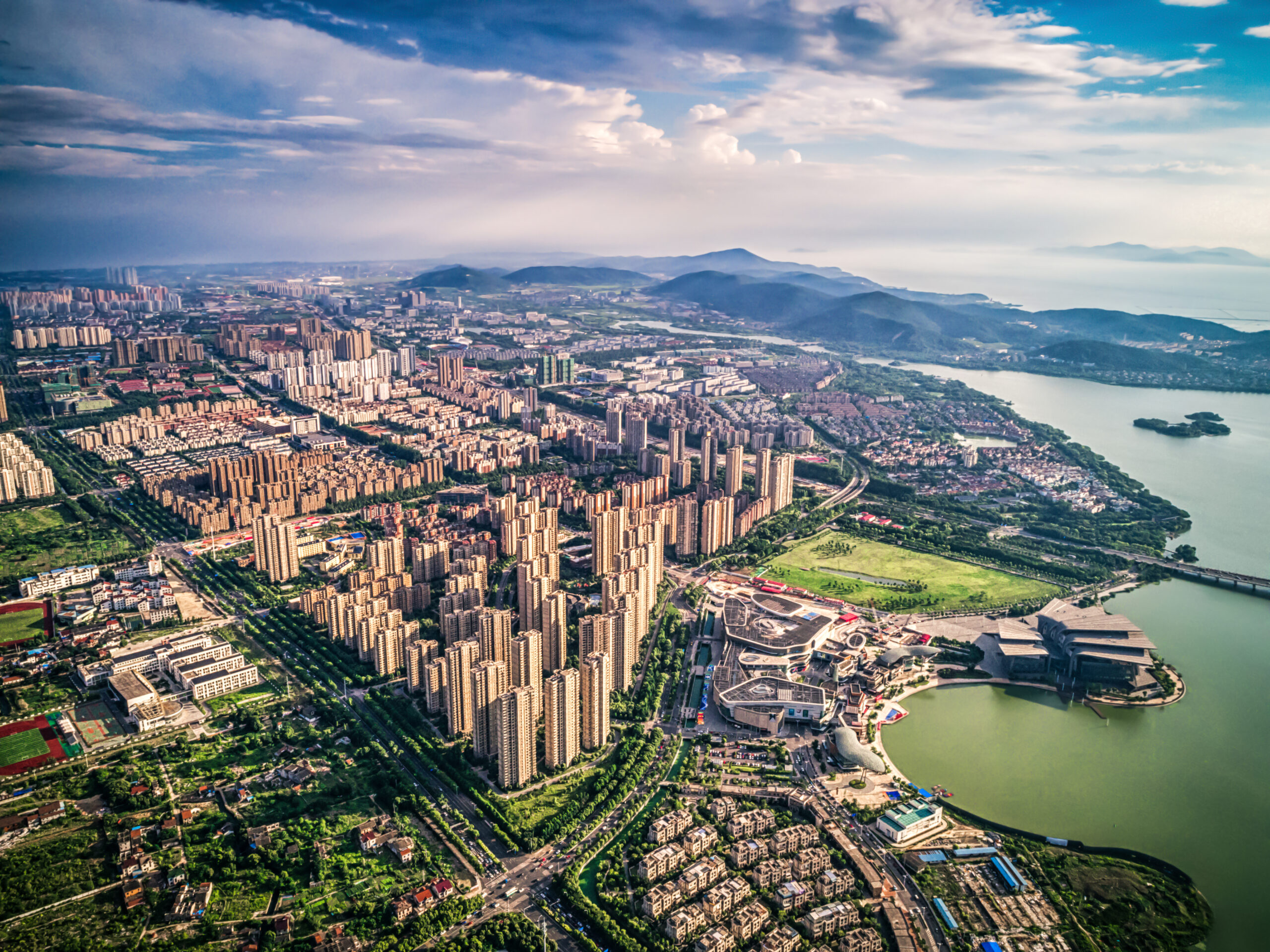 Services aerial view of chinese city