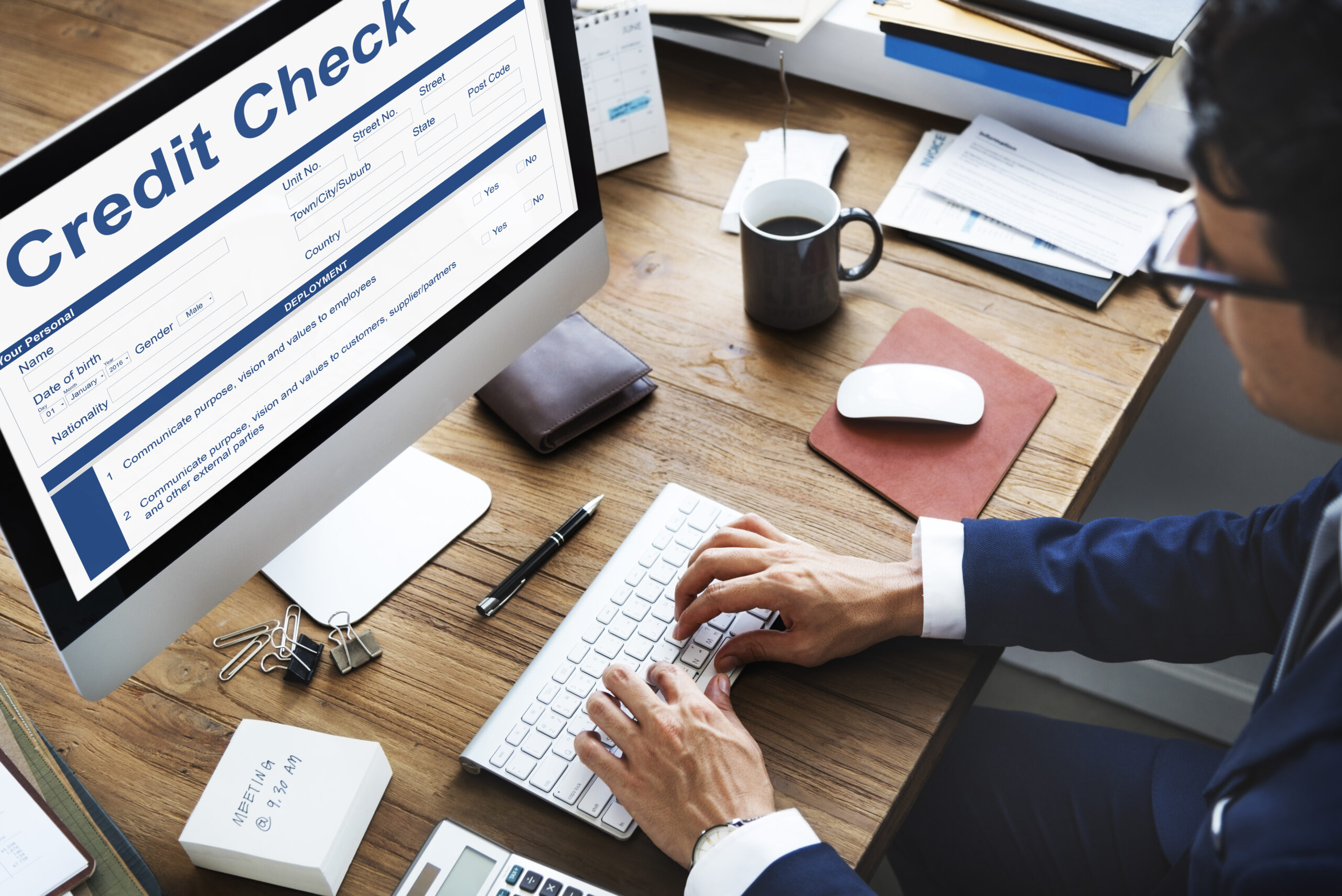 Services credit check financial accounting request form concept